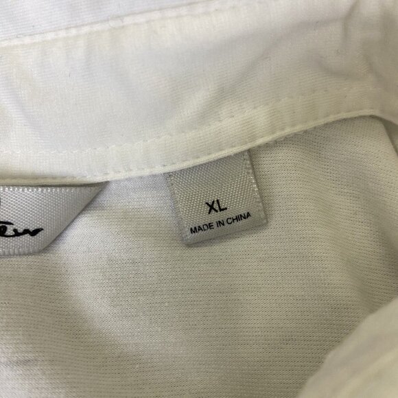 Travis Mathew Polo Shirt Men XL White Stripe Golf White Gray Yellow Cypress Lake - Picture 7 of 12